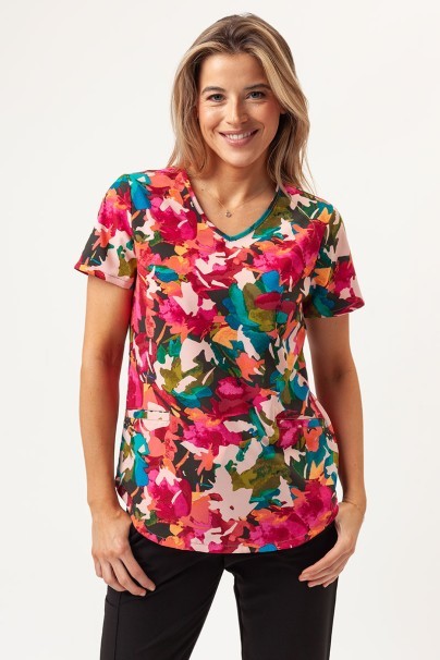 Dámská lékařská halena Cherokee Prints V-neck Abstract Petals-1